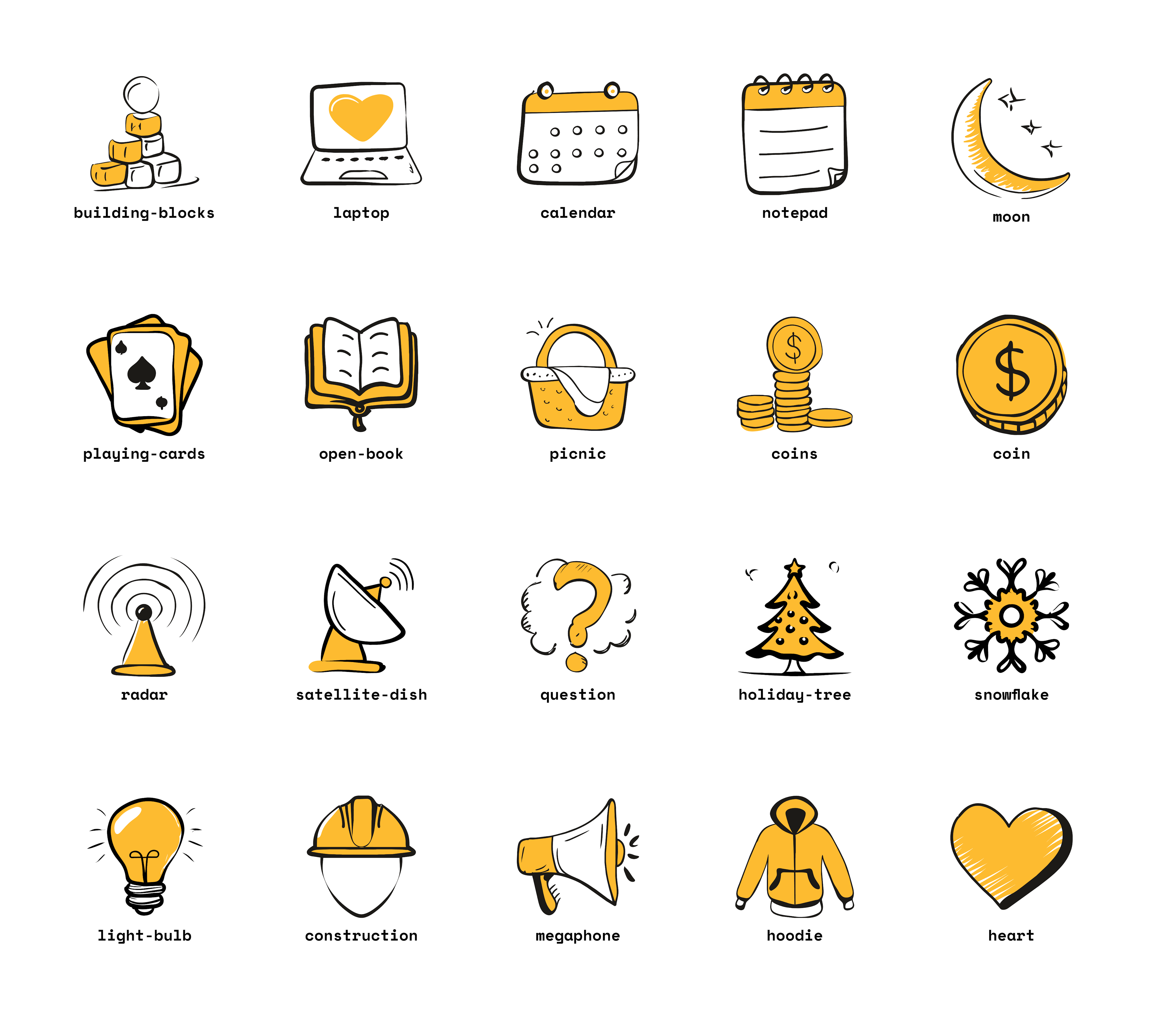 A set of AI-generated vector icons for compsigh, a computer science club at the University of San Francisco