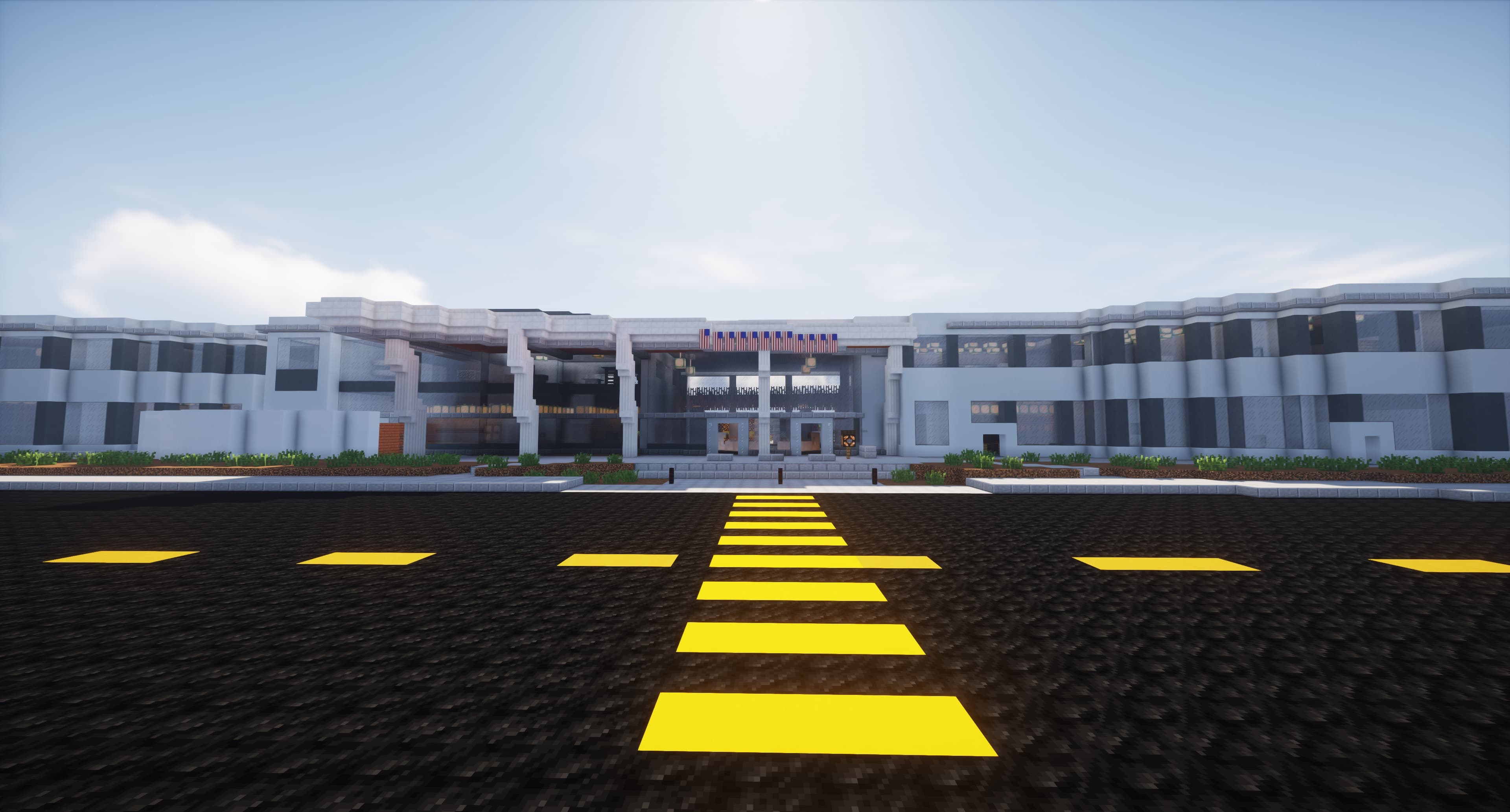 A screenshot of d.craft, facing the school entrance, from June 2019