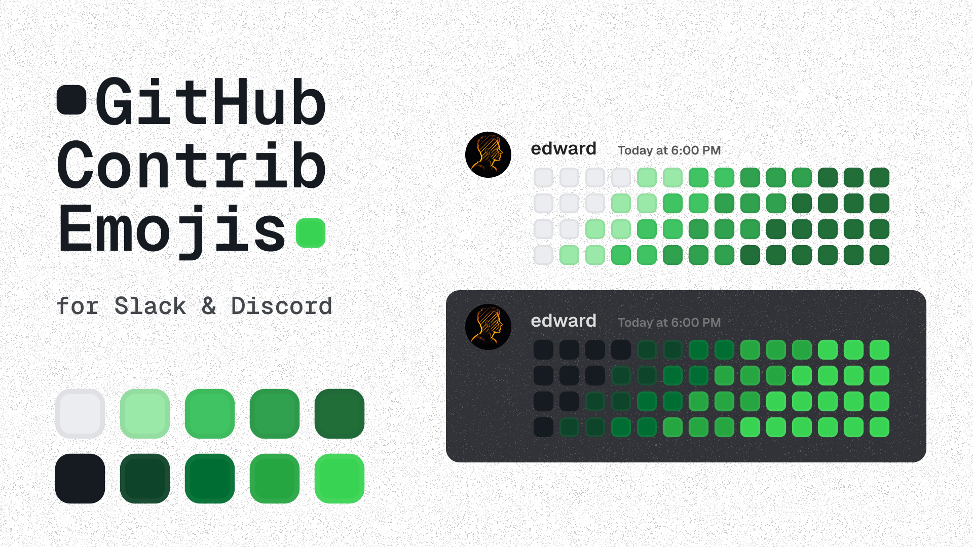 A banner of the GitHub Contrib Emojis, showing all 10 emojis in the set